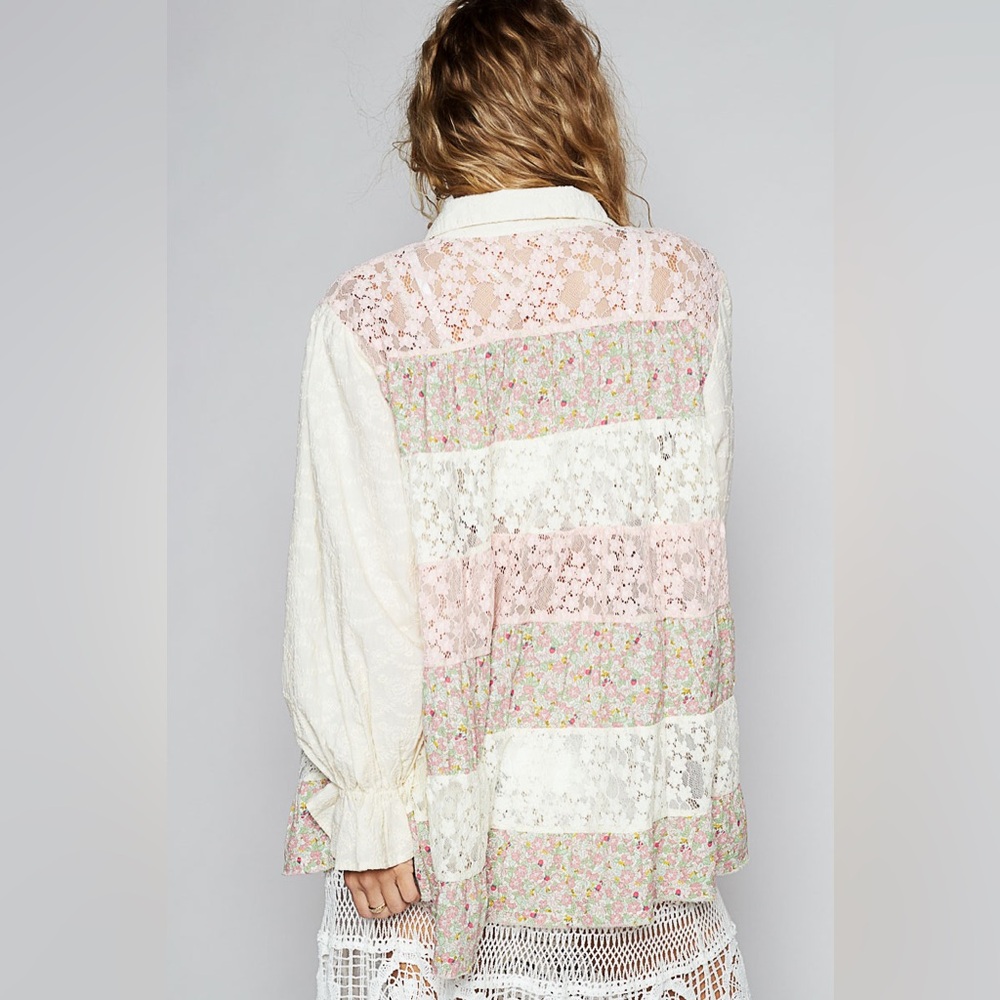🔥 POL “ Moon Spell Shirt Dress “ | Off White / Pink - Picture 4 of 5